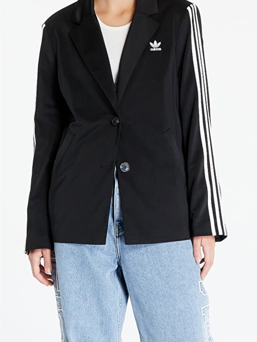 Super Fly! Adidas Black Lightweight Blazer Jacket with Trefoil